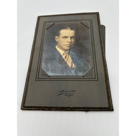 H.S. Graduation Photo of Handsome Young Man in Original Card board Frame Hennin - Picture 1 of 3
